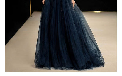 Spaghetti Strap Sweetheart Neckline Mesh A-Line Evening Gown