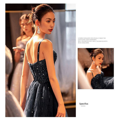 Spaghetti Strap Sweetheart Neckline Mesh A-Line Evening Gown