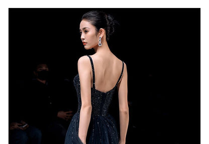 Spaghetti Strap Sweetheart Neckline Mesh A-Line Evening Gown