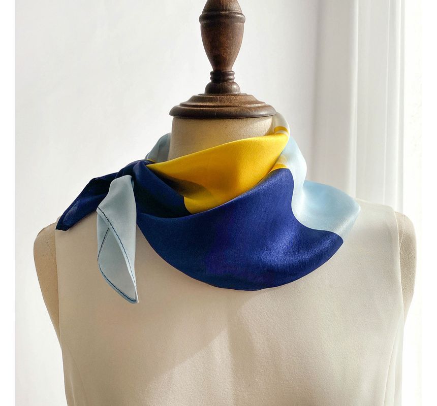 Color Block Silk Scarf