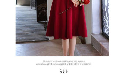 Elbow-Sleeve Square Neck Ruched Sequin Panel Mesh Midi A-Line Cocktail Dress