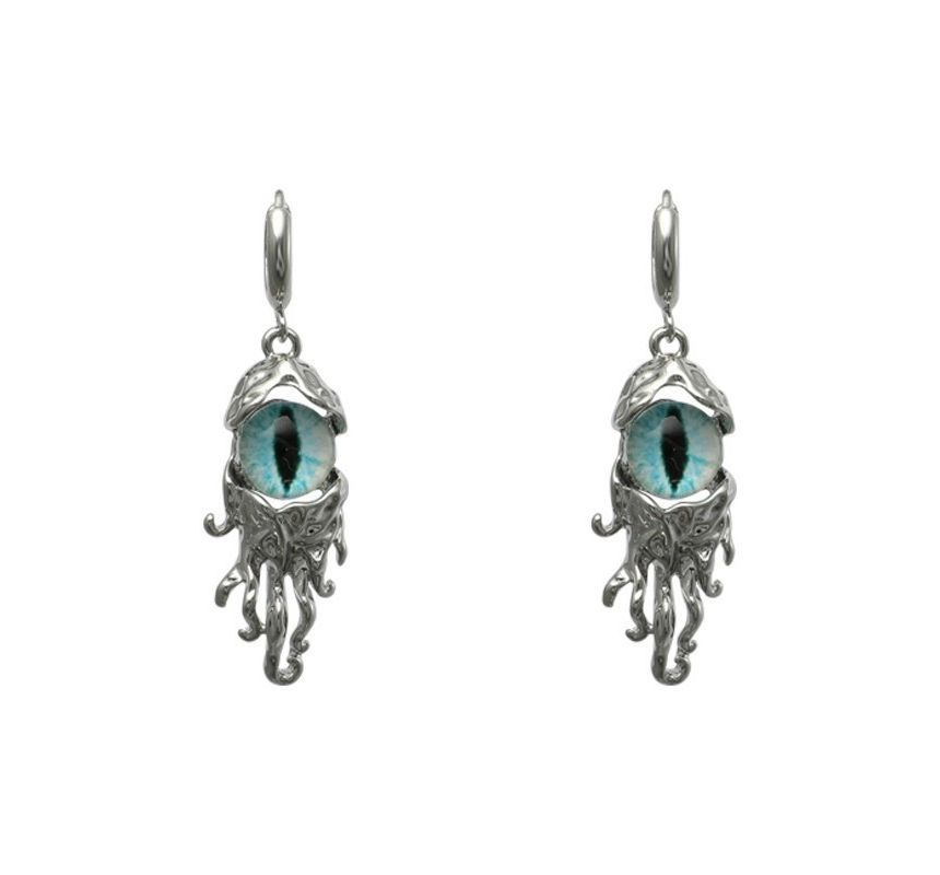 Eye Pendant Rhinestone Necklace / Drop Earring