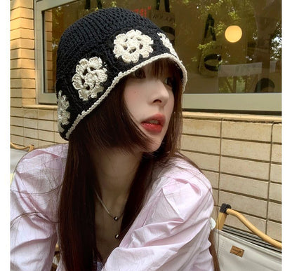 Floral Knit Bucket Hat