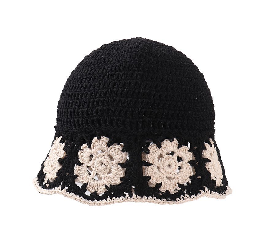 Floral Knit Bucket Hat