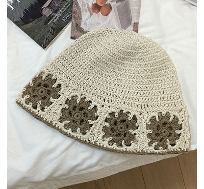 Floral Knit Bucket Hat