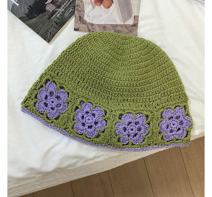 Floral Knit Bucket Hat