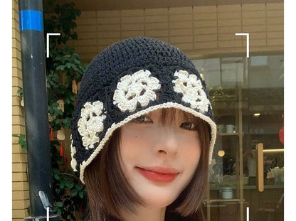 Floral Knit Bucket Hat