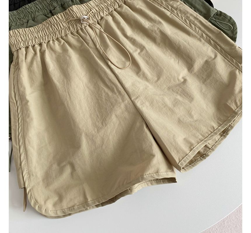 Drawstring Waist Plain Cargo Shorts