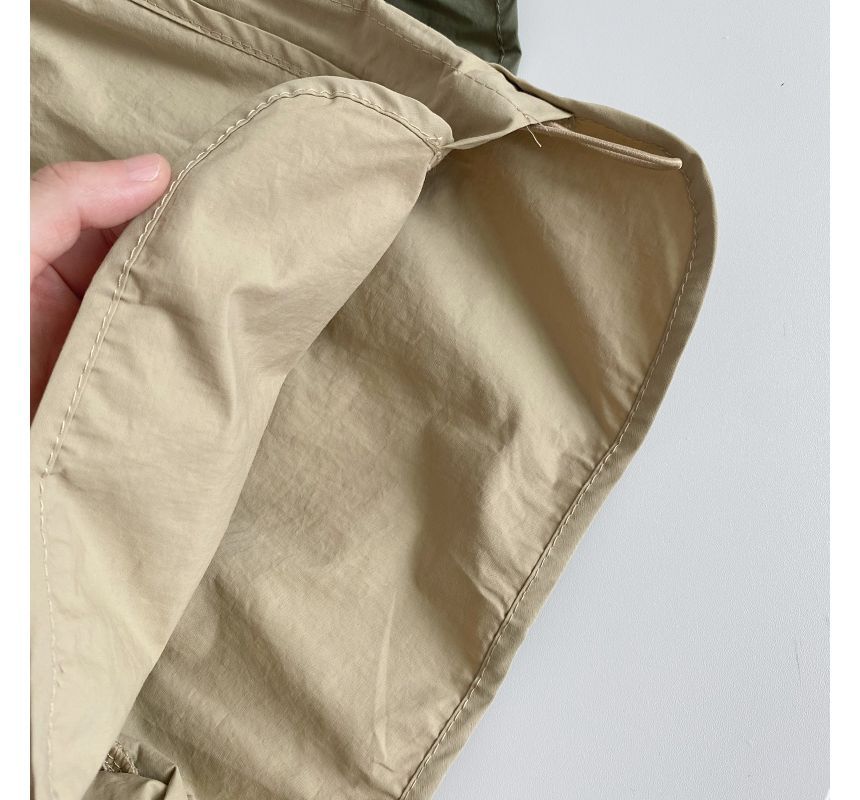 Drawstring Waist Plain Cargo Shorts