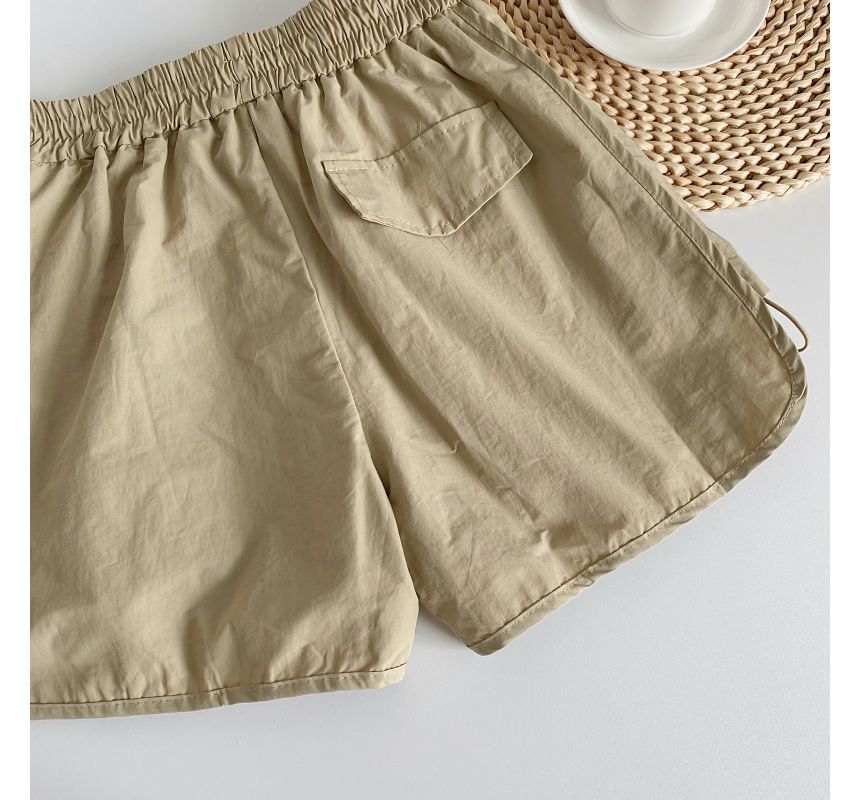 Drawstring Waist Plain Cargo Shorts