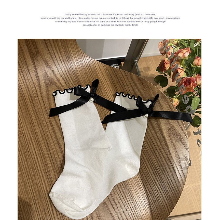 Ribbon Accent Frill Trim Socks