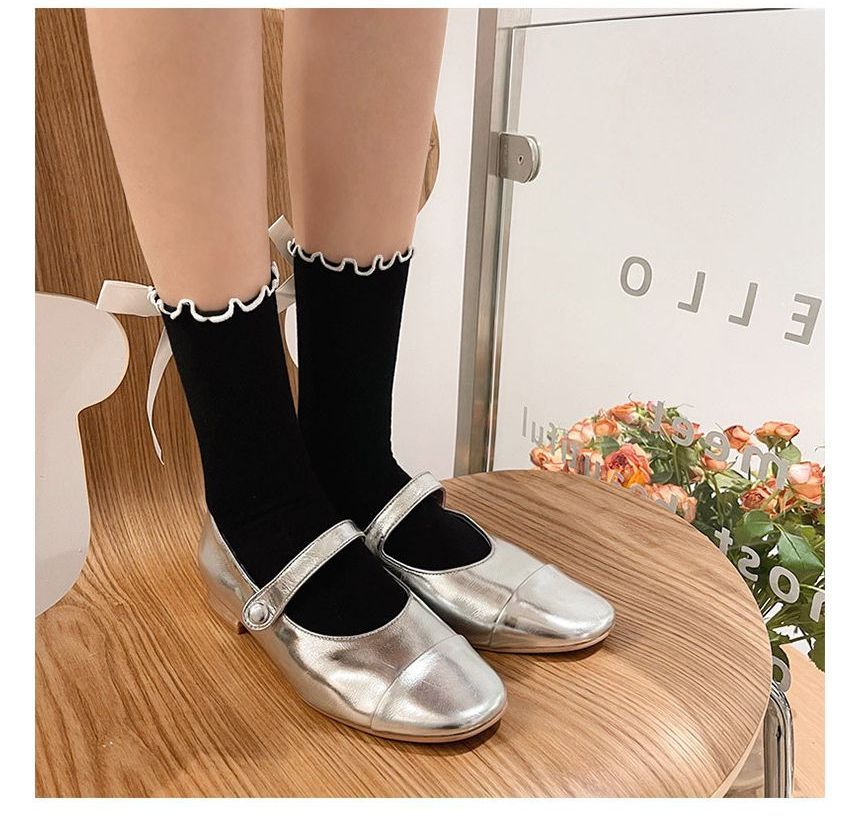 Ribbon Accent Frill Trim Socks