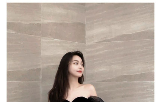 Short-Sleeve Glitter Sheer A-Line Evening Gown