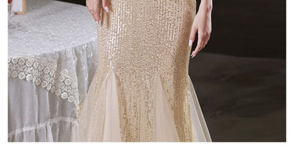 Cold Shoulder Glitter Sheath Evening Dress