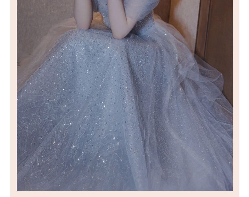 Evening Shoulder A-Line Cold Midi Gown Glitter