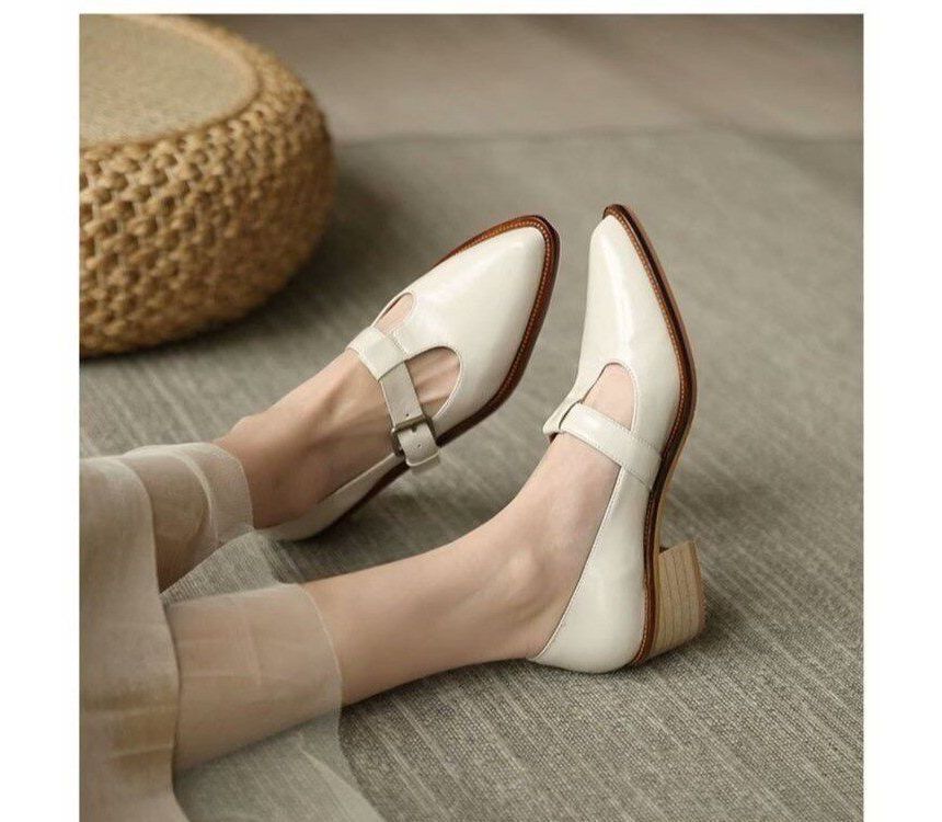 Pointed Chunky Heel Loafers