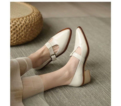 Pointed Chunky Heel Loafers