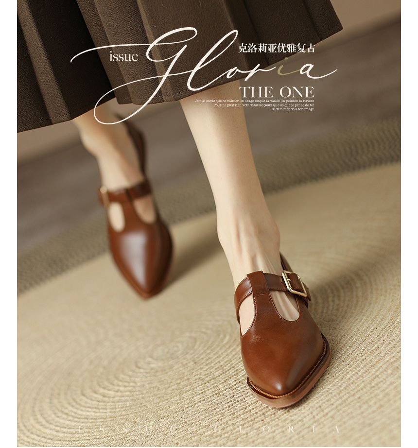 Pointed Chunky Heel Loafers