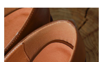 Pointed Chunky Heel Loafers