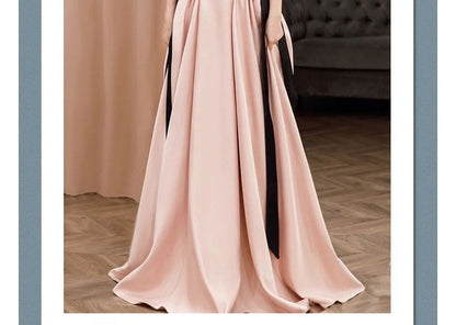 Cold-Shoulder Plain Bow A-Line Evening Gown
