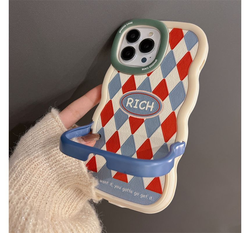 Plaid / Argyle Stand Phone Case - iPhone XR / XS Max / 11 / 11 Pro / 11 Pro Max / 12 / 12 Pro / 12 Pro Max / 13 / 13 Pro / 13 Pro Max / 14 / 14 Pro / 14 Plus