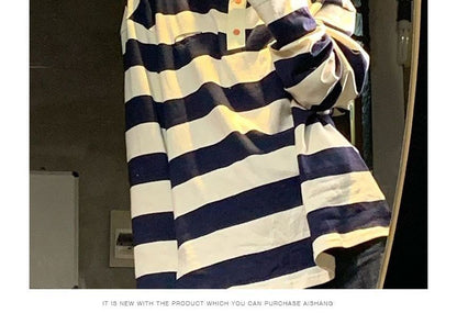 Long-Sleeve Striped Polo Shirt