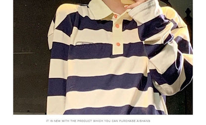 Long-Sleeve Striped Polo Shirt