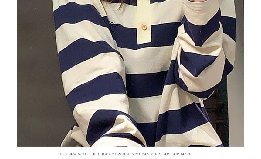 Long-Sleeve Striped Polo Shirt