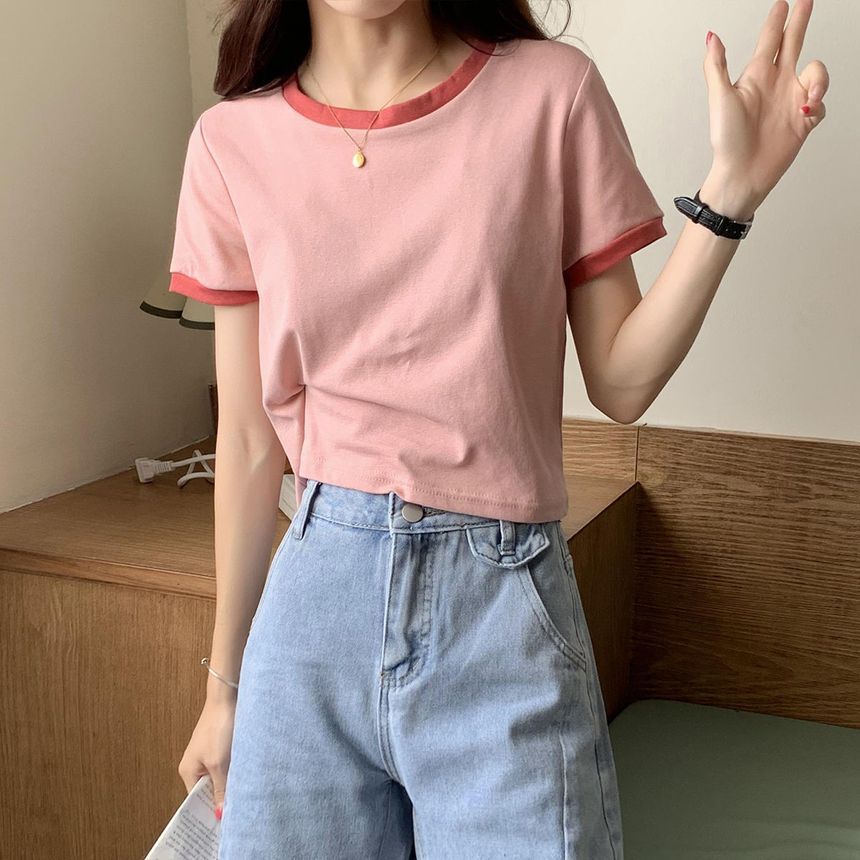 Short-Sleeve Round Neck Ringer T-Shirt