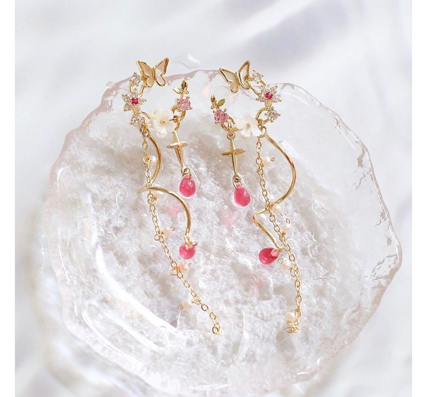 Alloy Fringed Butterfly Floral Swirl Earring