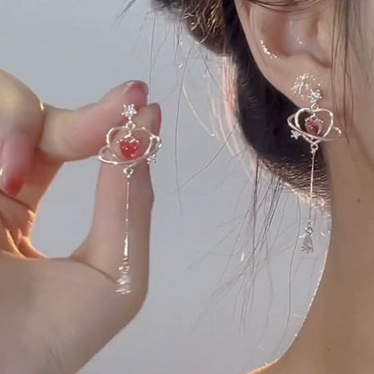 Rhinestone Dangle Alloy Earring Heart