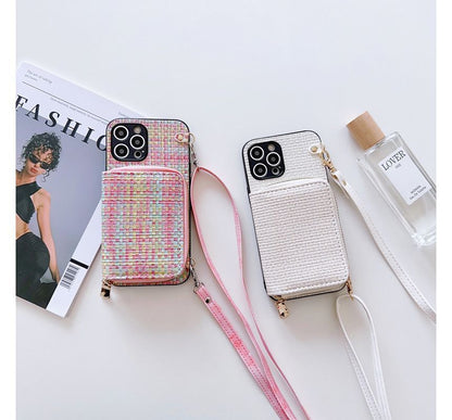 Plaid Fabric Card Holder Phone Case