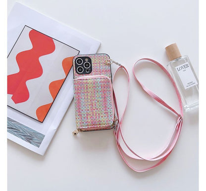Plaid Fabric Card Holder Phone Case
