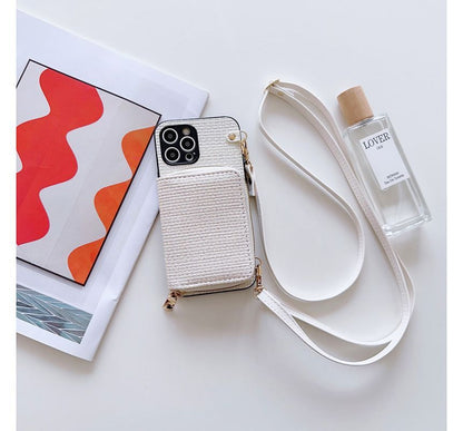 Plaid Fabric Card Holder Phone Case