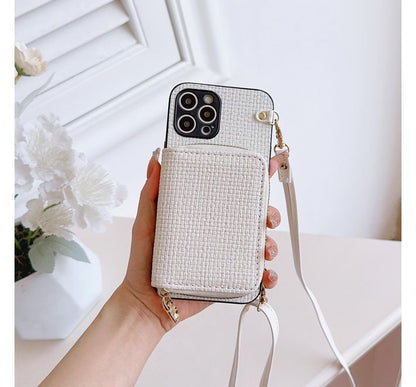 Plaid Fabric Card Holder Phone Case