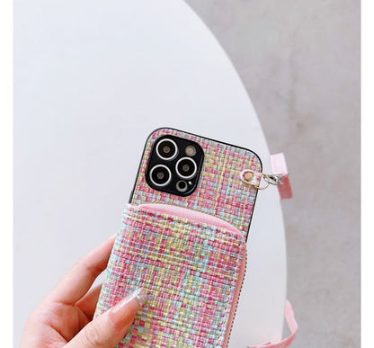 Plaid Fabric Card Holder Phone Case