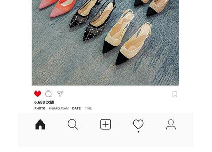 Pointed Slingback Kitten Heel Sandals