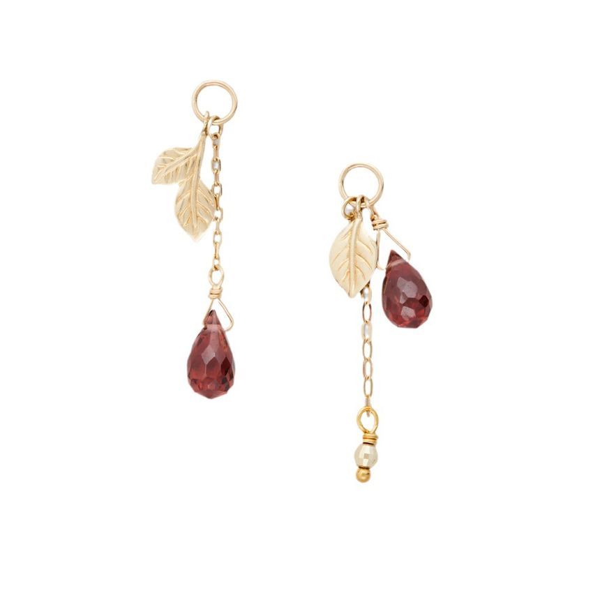 Leaf Agate Asymmetrical Alloy Drop Earring (various designs)