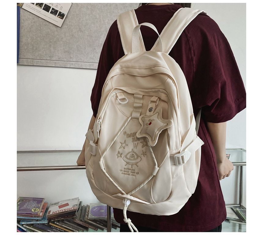 UFO Embroidered Drawstring Buckle Backpack