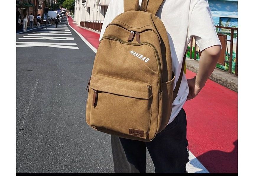 Lettering Print Canvas Backpack