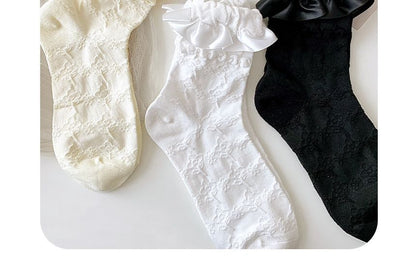 Set Of 3 Pairs: Plain Ruffle Trim Socks