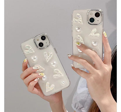 Heart Faux Pearl Phone Case