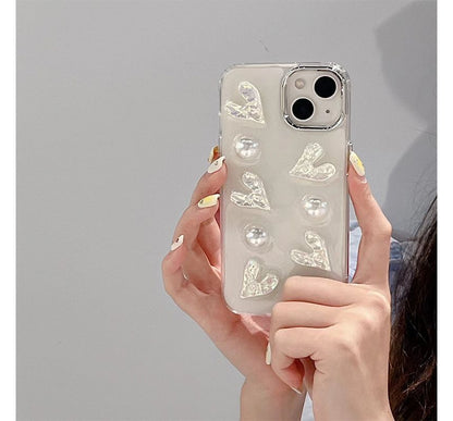 Heart Faux Pearl Phone Case