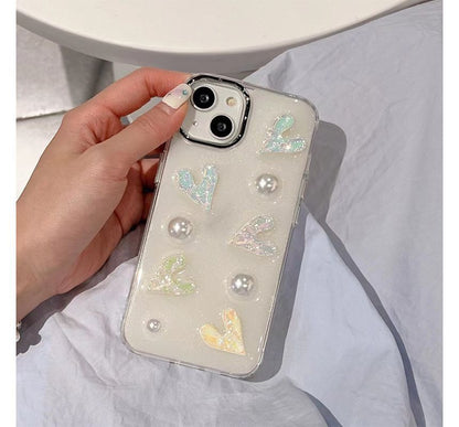 Heart Faux Pearl Phone Case
