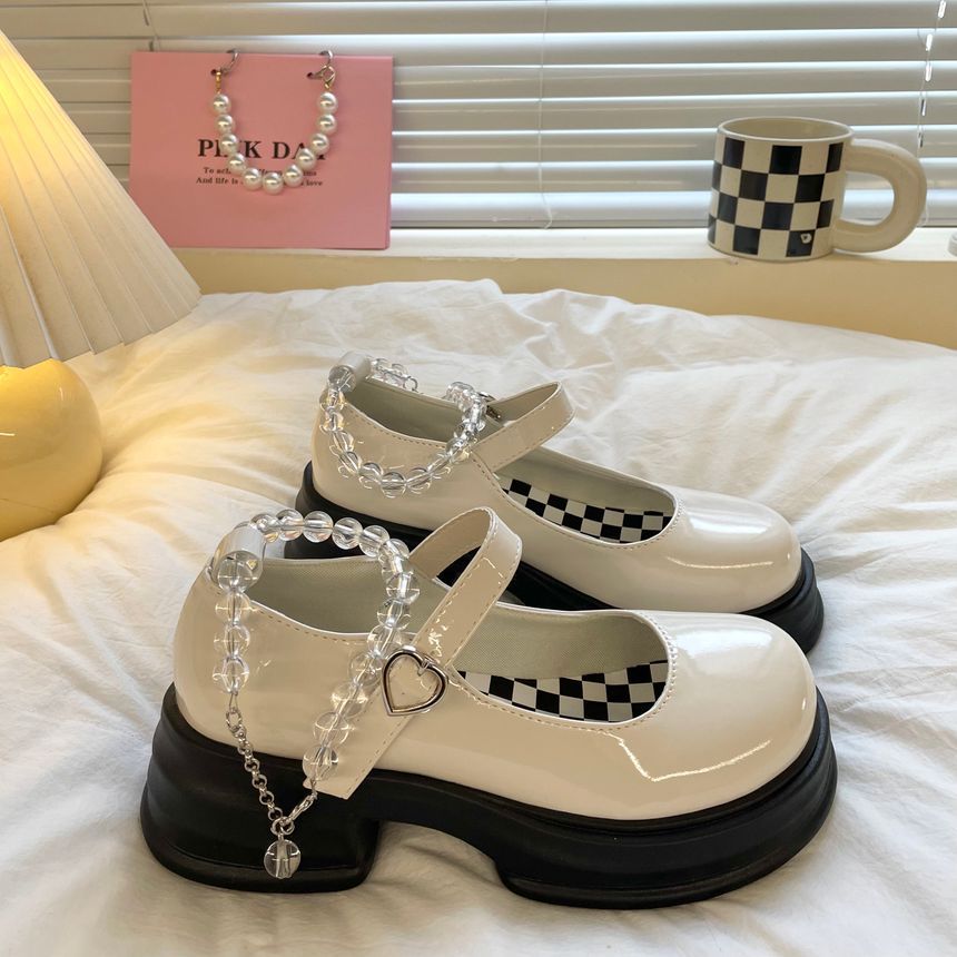 Bead Strap Platform Mary Jane Shoes