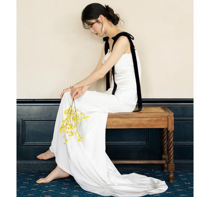 Tie-Shoulder Open Back A-Line Evening Gown