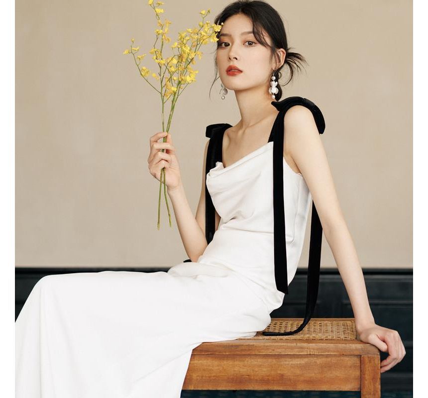 Tie-Shoulder Open Back A-Line Evening Gown