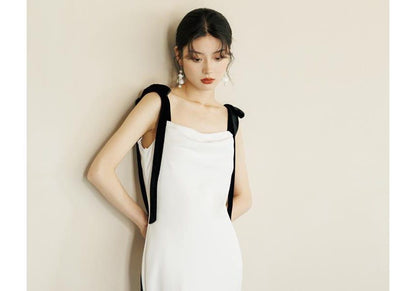 Tie-Shoulder Open Back A-Line Evening Gown