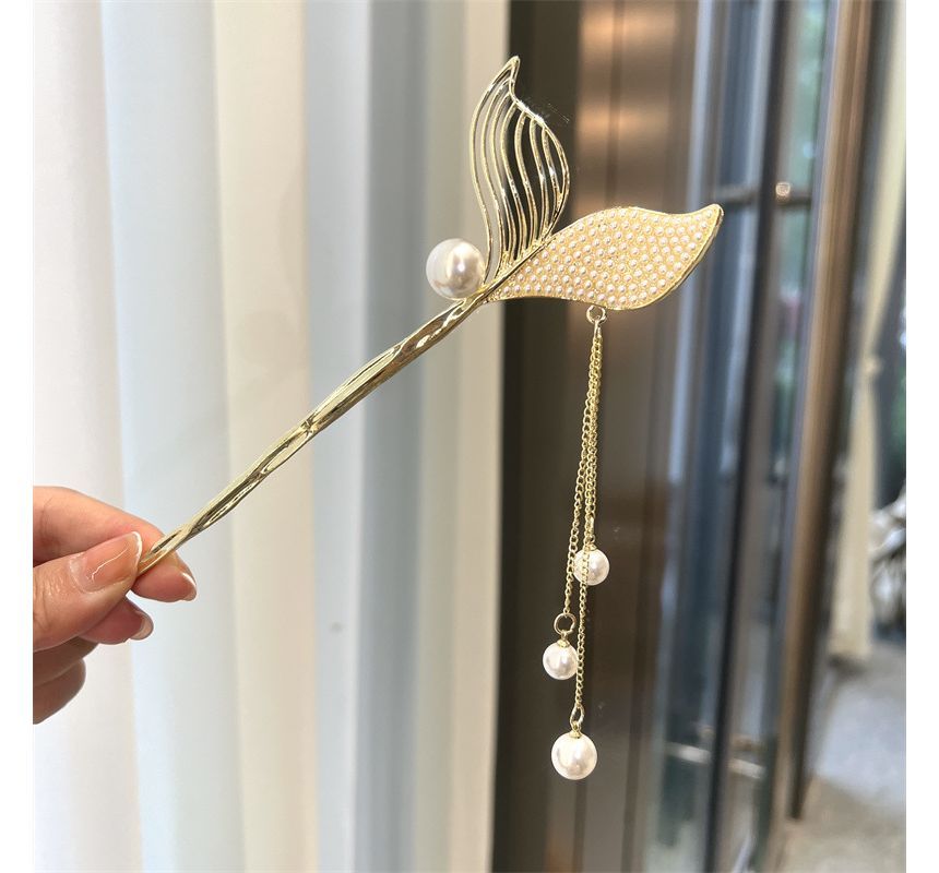 Mermaid Tail Rhinestone Faux Pearl Alloy Hair Stick