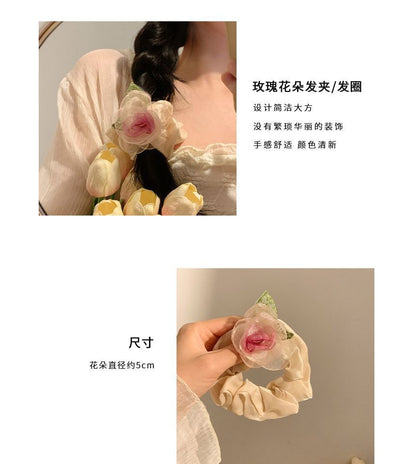 Rose Organza Scrunchie / Hair Clip / Hair Clamp